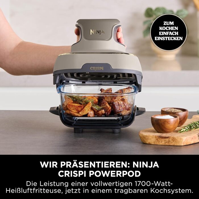 Ninja CRISPi Airfryer – фритюрниця-конвекційна піч, 3.8 л, 4-в-1, 1700 Вт, Stone Gold FN101EUSTGD