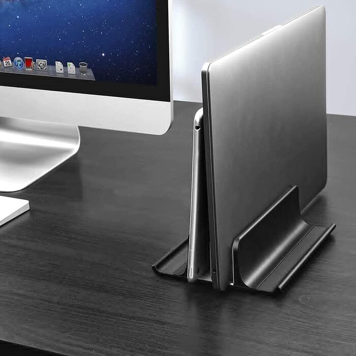 Підставка для ноутбука VAYDEER вертикальна, регульована, алюмінієва, для MacBook, iPad, ноутбуків до 17.3 дюйма - чорна