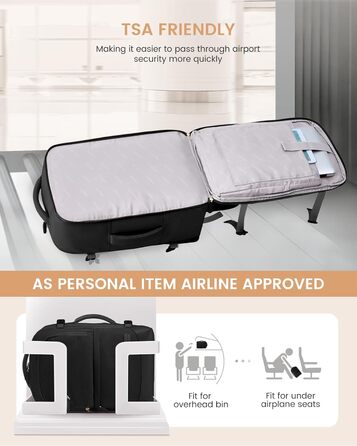 LOVEVOOK Рюкзак для ручної поклажі 40L, рюкзак для подорожей для жінок, великий, для літака з відділенням для мокрого та сухого, для ноутбука 17.3