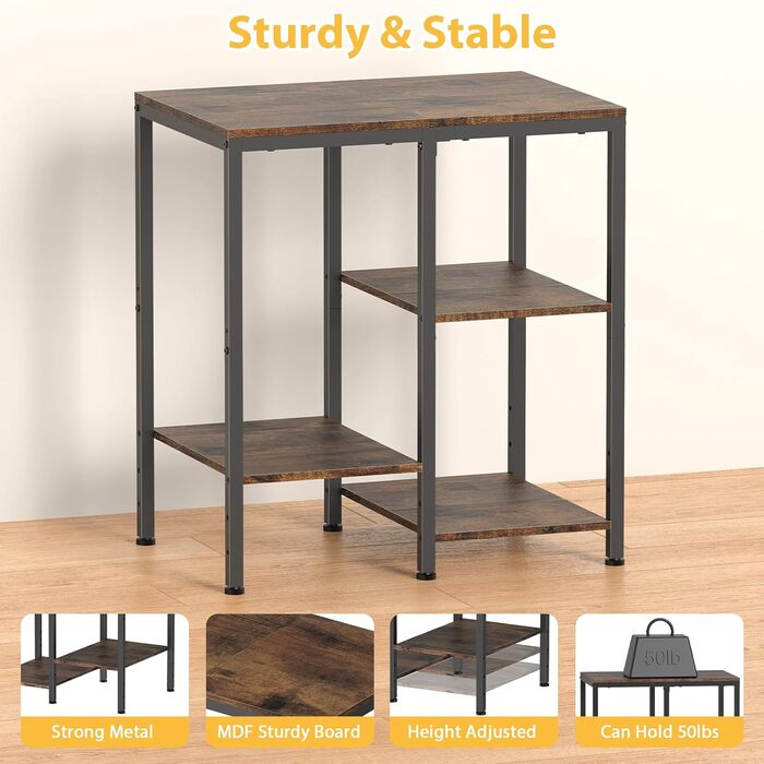 Металевий стелаж для мікрохвильовки, 4 яруси, регульований, для кухні, чорний