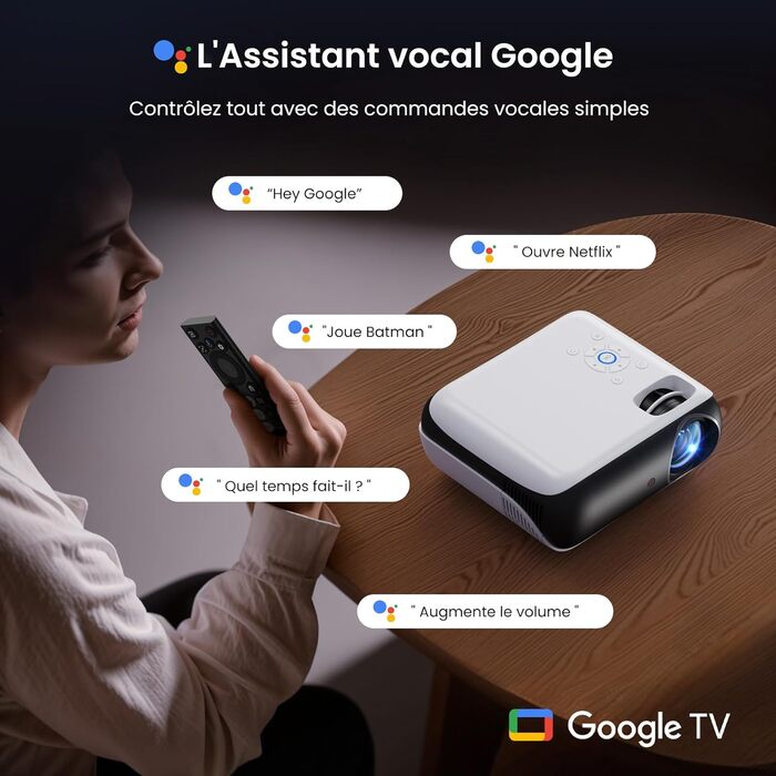 Портативний проєктор HAPPRUN Mini Beamer 4K з Bluetooth та Google TV: 4K, Full HD, HDMI, USB, AV, для кінотеатру вдома