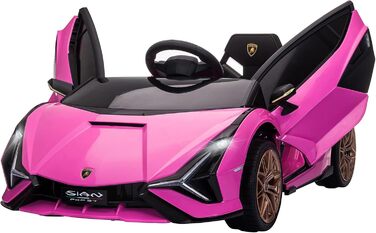 Дитячий електромобіль Lamborghini SIAN 12V з пультом, музикою, світлом, металевий, рожевий, для дітей 37-60 місяців, 108x62x40 см