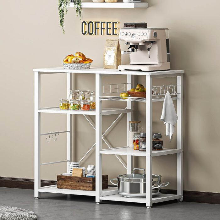 Стелаж кухонний Sogesfurniture з підставкою для мікрохвильової печі, чорний & горіх, 90x40x83 см