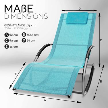 Шезлонг для саду Tillvex Relaxliege: стійкий до погодних умов, з підтримкою до 150 кг, дихаючий (антрацит/сірий, світло-блакитний)
