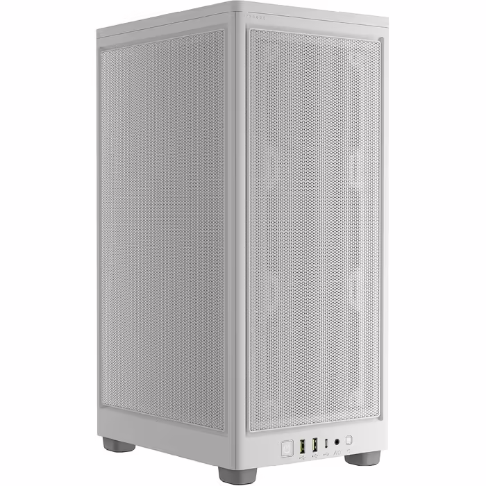 Корпус для ПК Corsair 2000D Airflow Mini ITX, білий, три слоти для GPU, сітчаста сталь, оптимізований для охолодження, сучасні порти на фронті