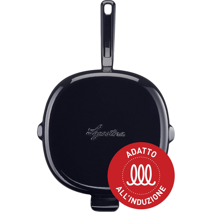 Lagostina Tradizione: сковорода-гриль з емальованого чавуну 26x26 см, для індукції, газу та духовок до 220°C, для м'яса, риби, хліба
