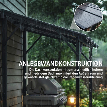 Газонний павільйон 2,44 x 1,48 м з похилим дахом, садовий павільйон/альтанка з захистом від УФ-випромінювання 50+ у темно-сірому кольорі