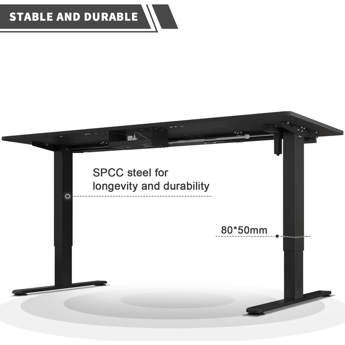 Стіл регульований по висоті 160x80см з лотком для кабелів, електрична розетка USB для стоячого столу, ергономічний стіл для сидіння-стояння на коліщатках, чорний