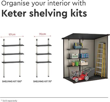 Сарай садовий Keter Manor Pent 6x4, пластиковий, бежевий, 183.5x111x200.5 см, для вулиці, вологостійкий