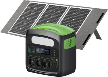 Портативна електростанція NECESPOW 700W (пікова 1400W) 483.84Wh з 3 розетками AC, LiFePO4 акумулятор, чиста синусоїда, USB-C PD100W, сонячний генератор для кемпінгу, дому, CPAP (N7576+100W)