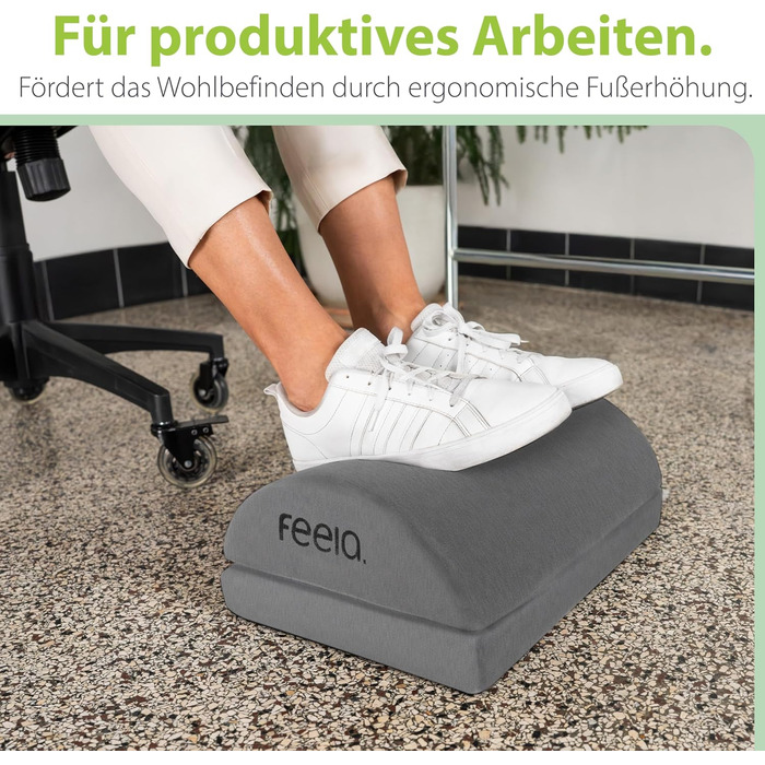 Підставка для ніг під стіл Feela® – ергономічна підставка для ніг, footrest, foot rest для комфорту (темно-сіра) без термосумки