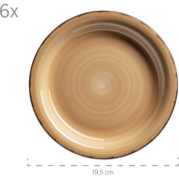 Сніданок MSER 931496 Bel Tempo II на 6 персон у вінтажному стилі, кераміка з ручним розписом, набір посуду з 18 предметів, глиняний посуд (бежевого кольору)