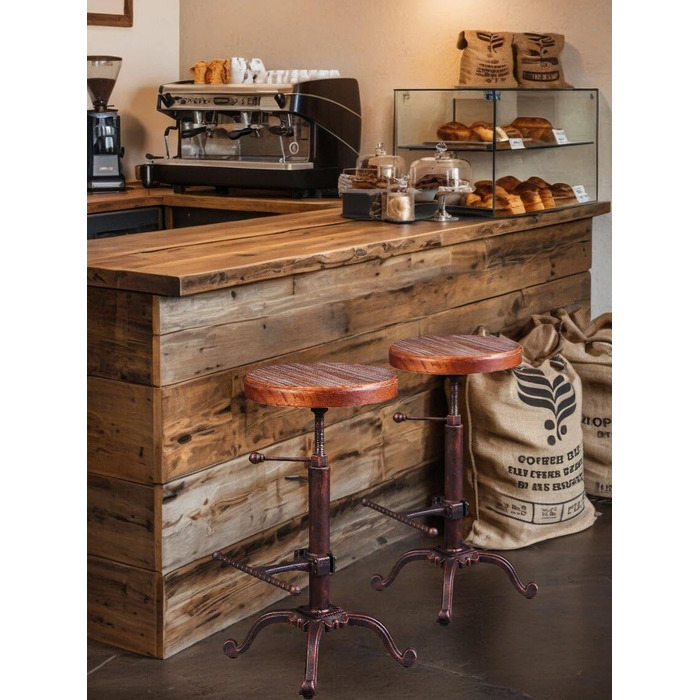 Табурет Topower для кухні в стилі ретро/вінтаж, з дерева, поворотний, регульована висота (мідний)