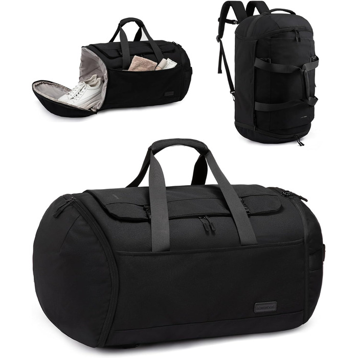 Спортивна сумка LOVEVOOK для чоловіків з відділенням для взуття, 65L, 52x45x28 см, Duffel Bag, Hand Luggage, Weekender
