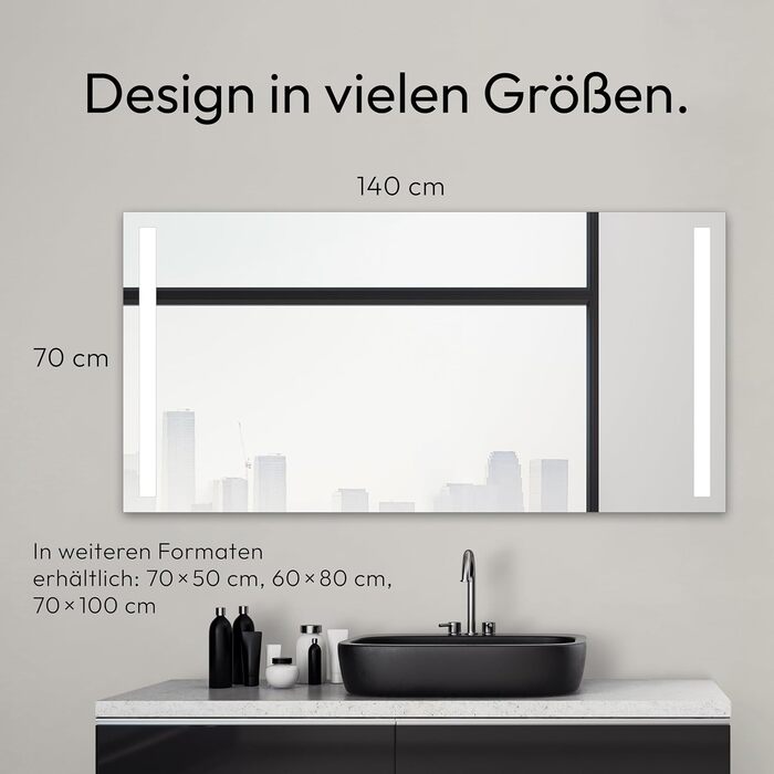 Дзеркало для ванної кімнати Talos Light LED 80x60 см з підсвічуванням, нейтральним білим світлом та алюмінієвою рамою