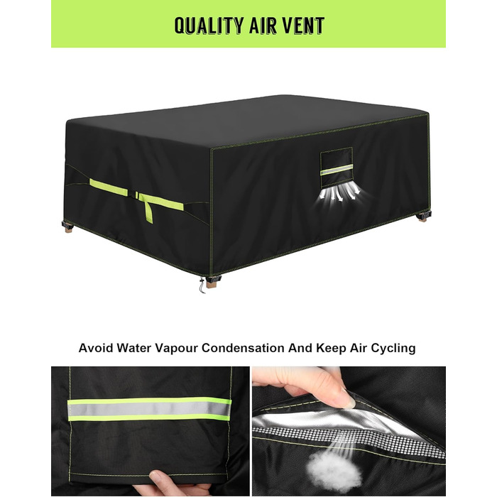 Накладка для садово-патіо меблів зимова, 420D Oxford, 250x150x90 см, водовідштовхуюча, UV-стійка, з вентиляційними отворами