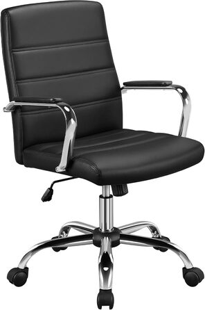 Крісло офісне Yaheetech чорне з підлокітниками, регульоване, на коліщатках для дому/офісу