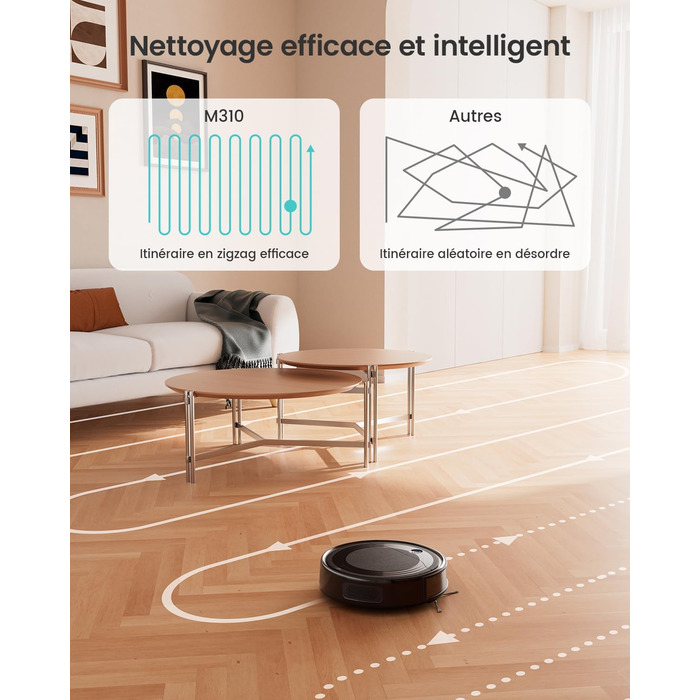Робот-пилосос LEFANT з функцією миття підлоги, 5500Pa, LiDAR-навігація, багатошарове мапування, віртуальна зона, керування через Alexa/APP/WiFi, ідеальний для шерсті тварин, килимів та твердих підлог (M310)