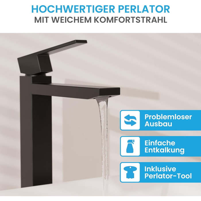 Змішувач для ванної кімнати Bächlein Imatra чорного матового кольору, однорідний, сучасний дизайн