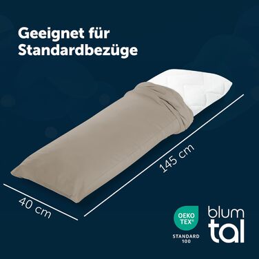 Подушка для сну на боці Blumtal з чохлом, 40 x 145 см, сертифікат Oeko-TEX, регульована наповнювачем, ортопедична подушка для дорослих