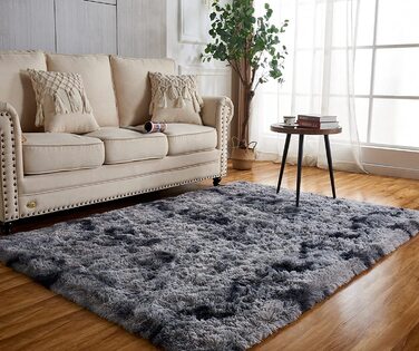 Килим з високим ворсом килим строкатий волохатий килим килим з високим ворсом м'який м'який килим для молодіжної кімнати гарний килим(90*160 см) (90x160 см, темно-сірий)