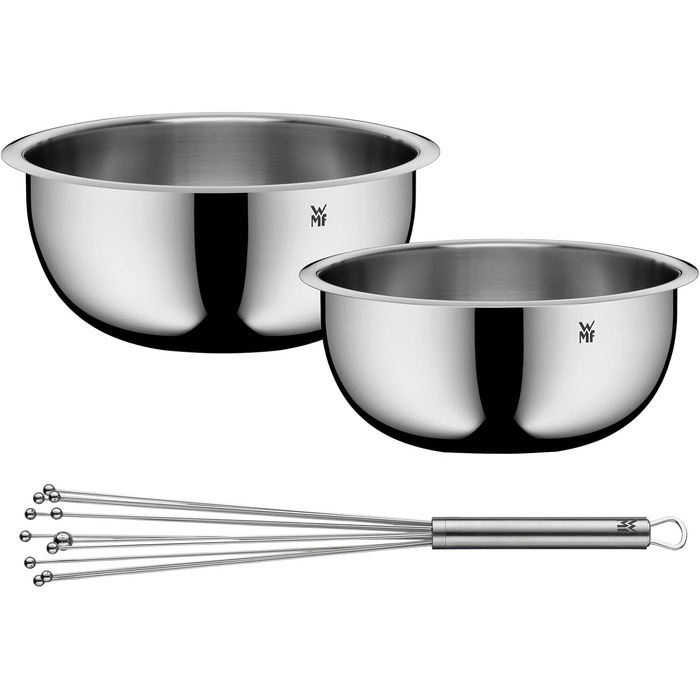 Набір кухонних мисок WMF Function Bowls, 2 шт., діаметр 22 та 24 см, Cromargan нержавіюча сталь, багатофункціональний (для замішування, салатів, подачі), складений, набір мисок