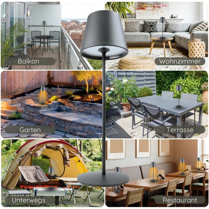 Торшер SCHWAIGER OTL200 - LED лампа, нічник, торшер для саду/інтер'єру, RGB, сенсорне управління, акумулятор, диммування, тепле світло, IP44, антрацит, пластик