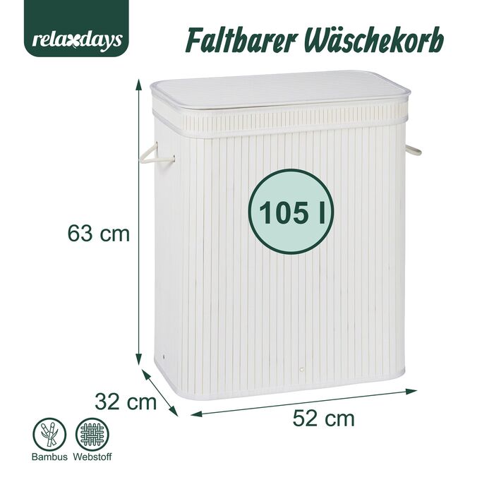 Кошик для білизни Relaxdays з бамбука з 3 відділеннями