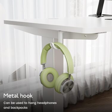 Електричний стіл з регулюванням висоти 60x110 см, з пам'яттю та захистом від зіткнень, для офісу, дому та геймінгу (білий)