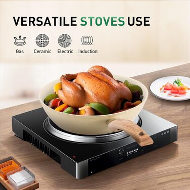 Набір посуду MAISON ARTS 12 предметів: каструлі та сковорідки з антипригарним покриттям, гранітне покриття, для плити та індукції, бежевий