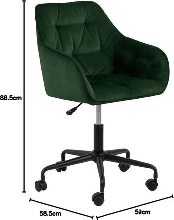 Крісло для офісу Bentley AC Design, зелено-чорне, з велюру та металу, 88,5 x 59 x 58,5 см