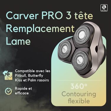 Запасні леза для бритви Skull Shaver Carver PRO (3 шт.) — сумісні з моделями Pitbull, Palm та Butterfly