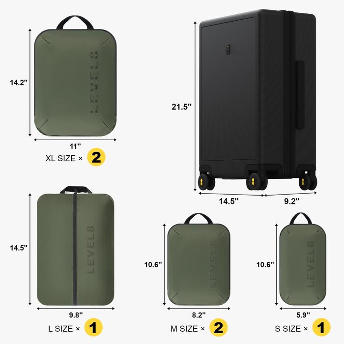 Візок LEVEL8 Hard Shell, 4 колеса, TSA, 100 PC, 74см/99 л, чорний, S (54x23.5x37CM, 40L)