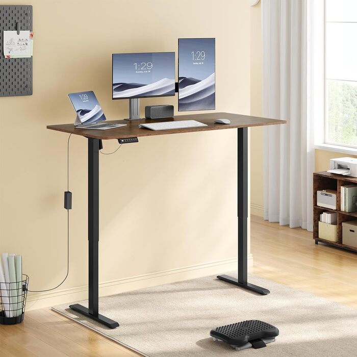 Підставка для столу WOLTU, електрична, регульована висота та ширина, 4 пам'яті, USB-порт, чорна