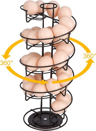 Дозатор яєць Toplife, спіральна конструкція для яєць, підставка для яєць місткістю близько 30-36 яєць, коричневого кольору
