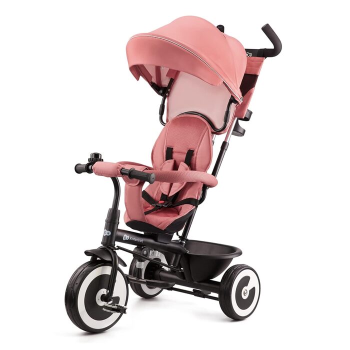 Триколісний велосипед Kinderkraft ASTON для дітей від 9 місяців до 25 кг, з батьківською ручкою, поворотним сидінням, сонцезахисним козирком, тримачем для напоїв та кошиком, зелений колір