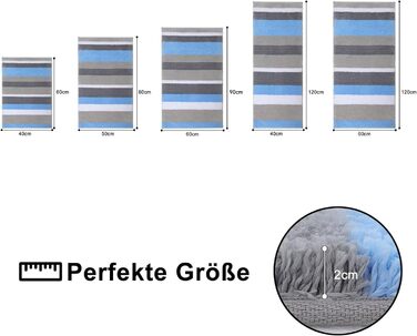 Набір килимків для ванної кімнати Homaxy, 2 шт. з мікрофібри, швидковисихаючі, м'які, з високим ворсом, 40x60 см + 50x80 см, зелений/сірий, зелений/сірий (60x120 см, прямокутні), блакитний/сірий