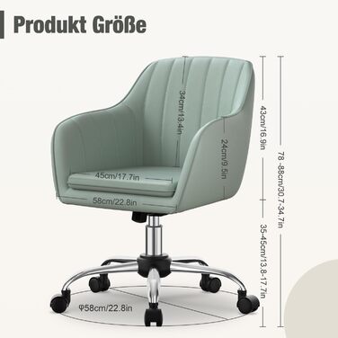 Крісло для робочого столу Daccormax, крісло для туалетного столика, обертове крісло до 150 кг, офісне крісло з регулюванням висоти, крісло для дому з м'якою оксамитовою оббивкою, комфортне для робочого кабінету, спальні, офісу, рожеве (темно-зелене)