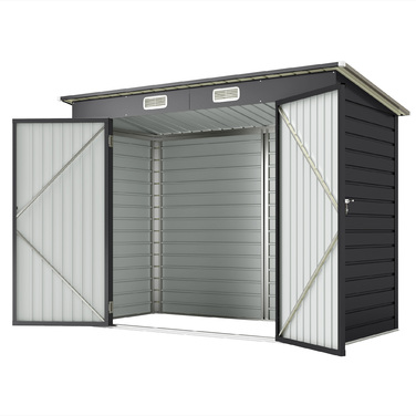 Сарай для інструментів Outsunny, металевий сарай, з двома дверцятами, 249B x 121T x 166/183H см, сірий