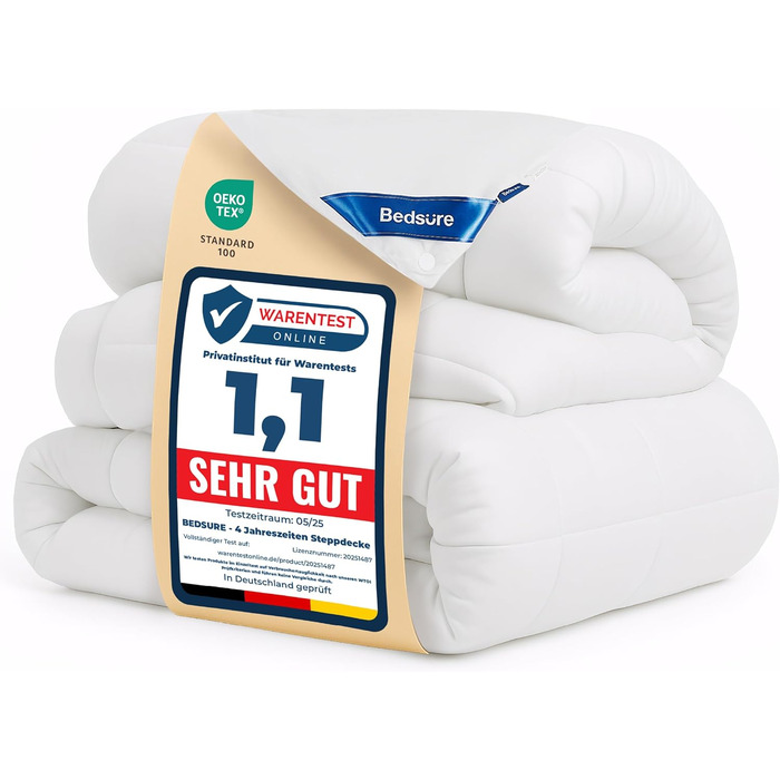 BEDSURE Комплект ковдр 135x200: зимова (450gsm), літня (150gsm) та всесезонна (300gsm) ковдра. Білий колір, 2 шт.