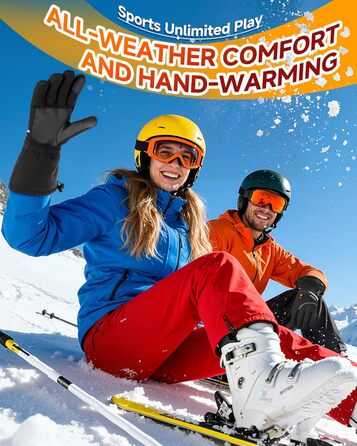 GoSkala Електричні гріючі рукавички для чоловіків, з акумулятором 7.4V 6000Ah, 3 режими нагріву, сенсорний екран, водонепроникні, з функцією Quick Dry, для катання на лижах, зимові рукавички (L, Чорний)