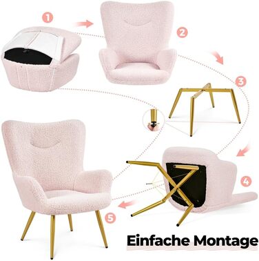 Крісло-мішок Yaheetech з м'якої тканини, крісло для відпочинку, телевізор, крісло-релакс, крісло-трансформер, стильний дизайн, білий (рожевий, з пуфом)