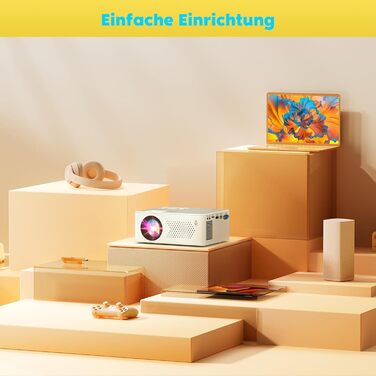 Mini проєктор Bluetooth Full HD 1080P: портативний проєктор для iOS, Android, Windows з пульт, 50% зум