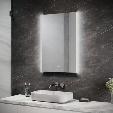 LED дзеркало для ванної кімнати Badspiegel 60x80 см з підсвічуванням, сенсором та протизапарюванням, IP44, 3 колірні температури, модель J