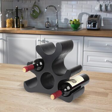 Стелаж для вина на 6 пляшок, чорного кольору, для шафи, підсобки, бару, кухні