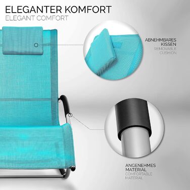 Шезлонг для саду Tillvex Relaxliege: стійкий до погодних умов, з підтримкою до 150 кг, дихаючий (антрацит/сірий, світло-блакитний)