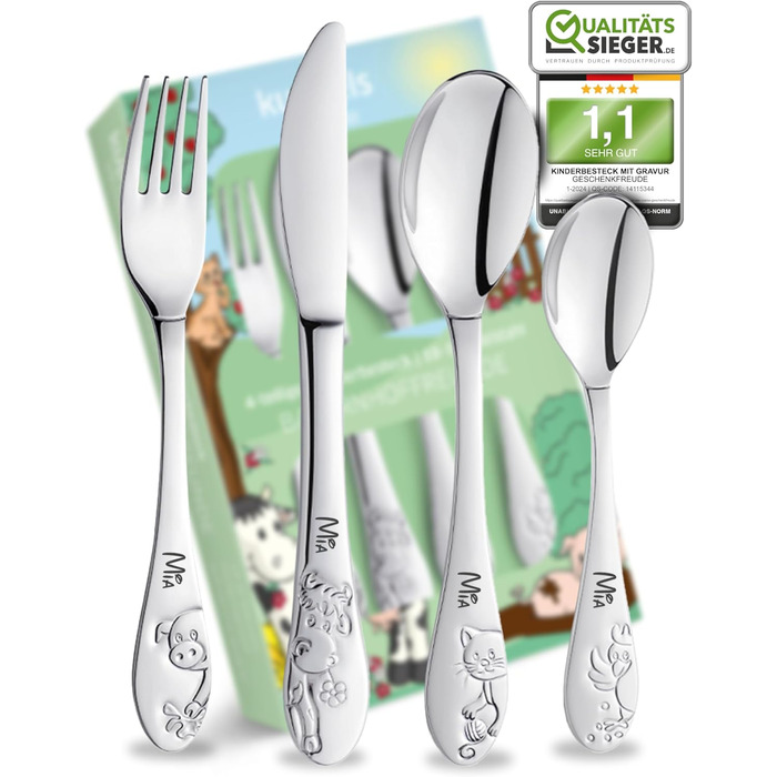 Дитячий столовий прилад Farmfreude з гравіюванням імені - персоналізований набір столових приладів для дітей, подарунок на хрещення