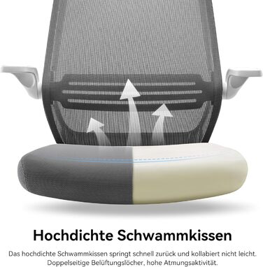 Офісний крісло SIHOO ергономічне з регульованими підлокітниками, підтримкою попереку та м'якою спинкою Mesh. Сірий колір.