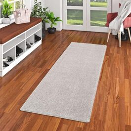 Велюровий килим для передпокою Snapstyle з високим ворсом Mona сріблясто-сірого кольору в 9 розмірах 100x400 см