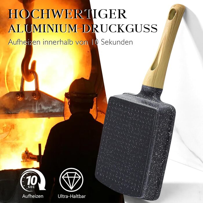 Пан для приготування тамагоякі (японського омлету) GiPP, 18x13 см, з гранітно-антипригарним покриттям, без PFOA/PFOS, сірий